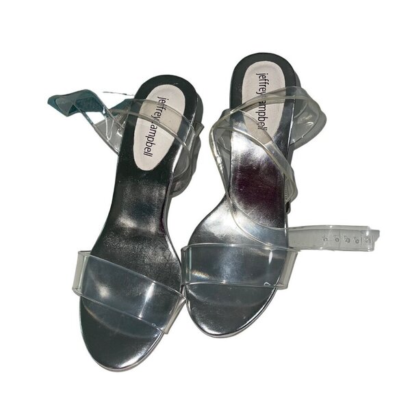 Jeffrey Campbell Sandal Size 8 Clear Acetate Ankle Strap New - Picture 2 of 8